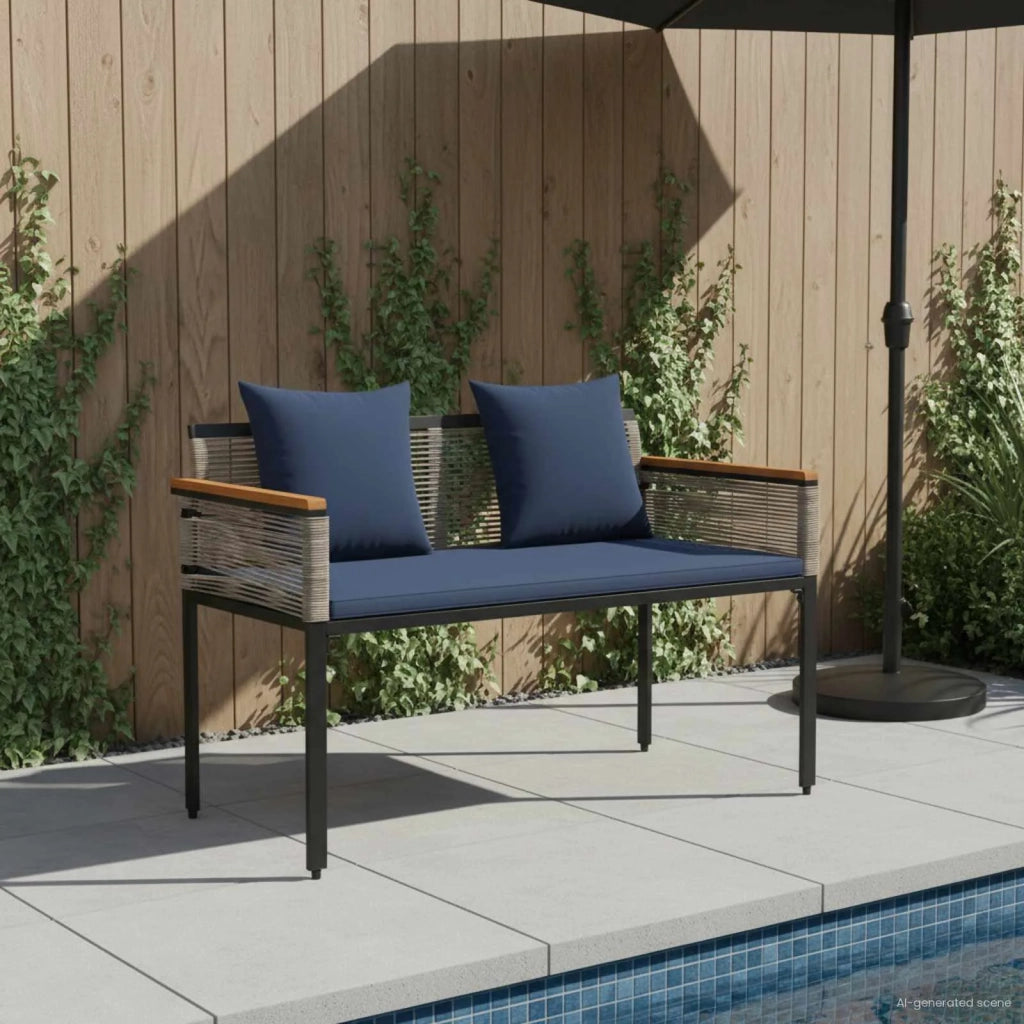 Panchina da esterno Grigio e Blu Navy 117 x 54 x 74.5 cm