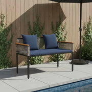 Panchina da esterno Grigio e Blu Navy 117 x 54 x 74.5 cm