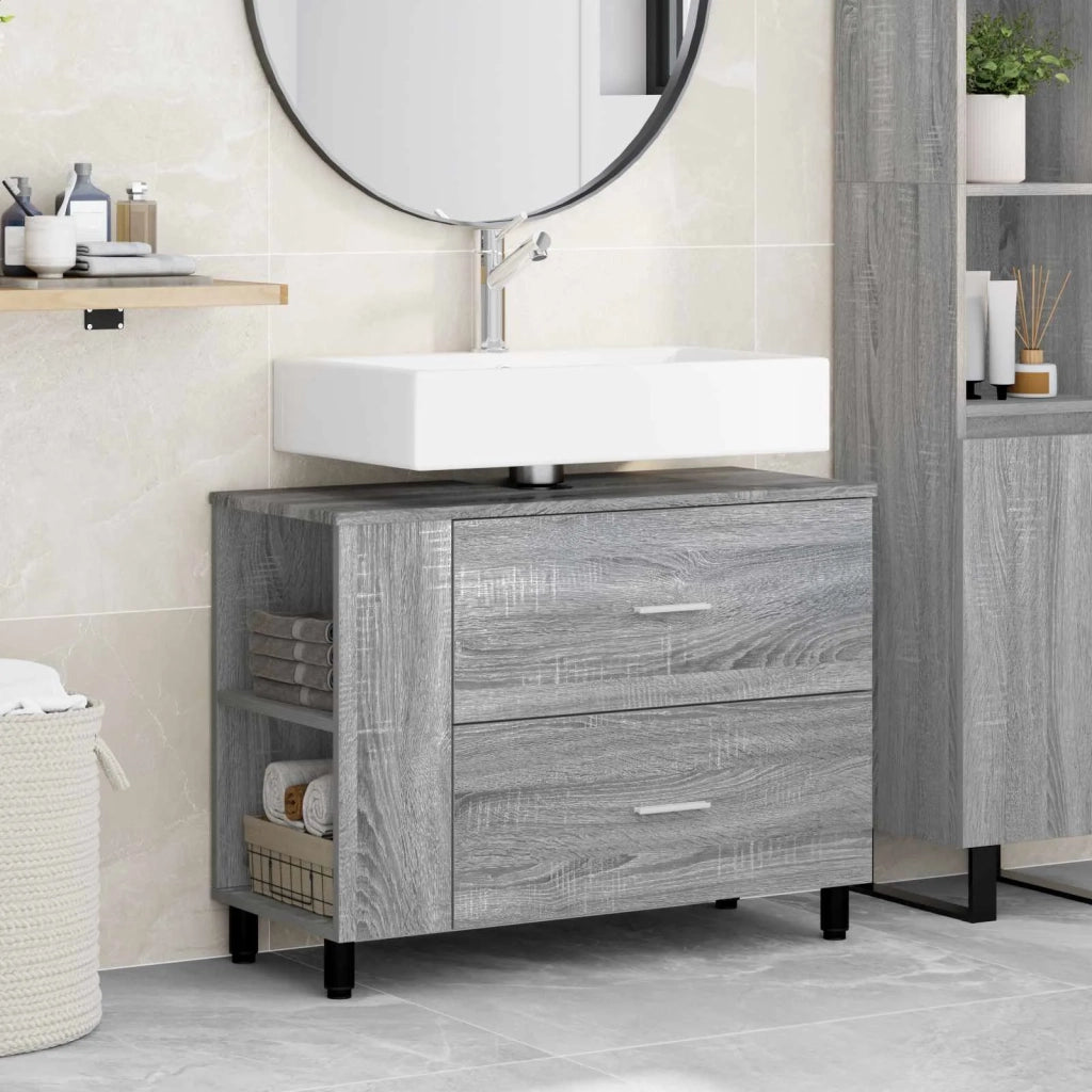 Mobiletto da bagno Sonoma grigio 80 x 35 x 60 cm