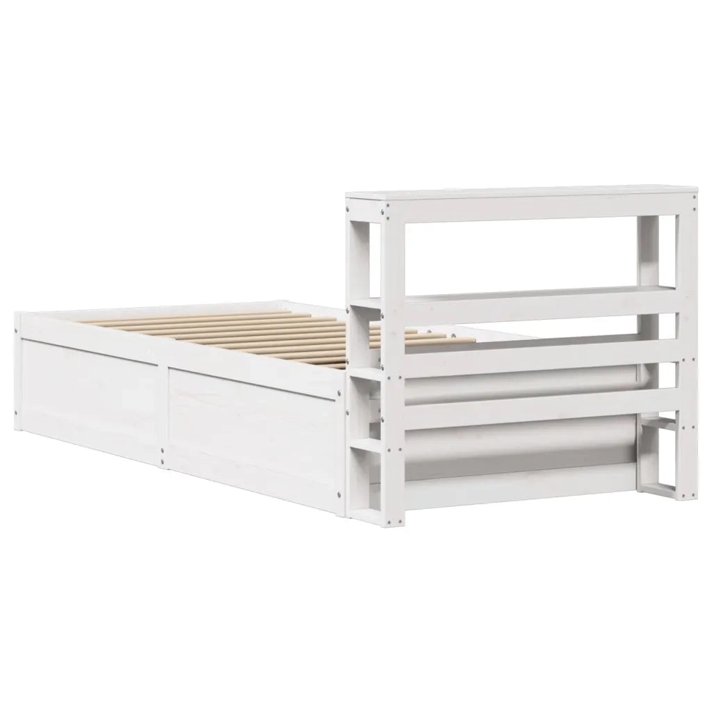 Giroletto con Testiera Bianco 90x200 cm Legno Massello di Pino 3306352