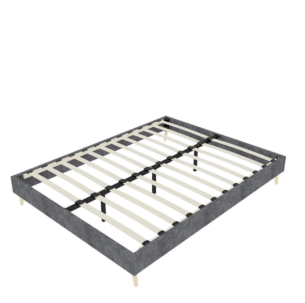 Struttura letto moderna in velluto, grigio, 140 x 200 cm