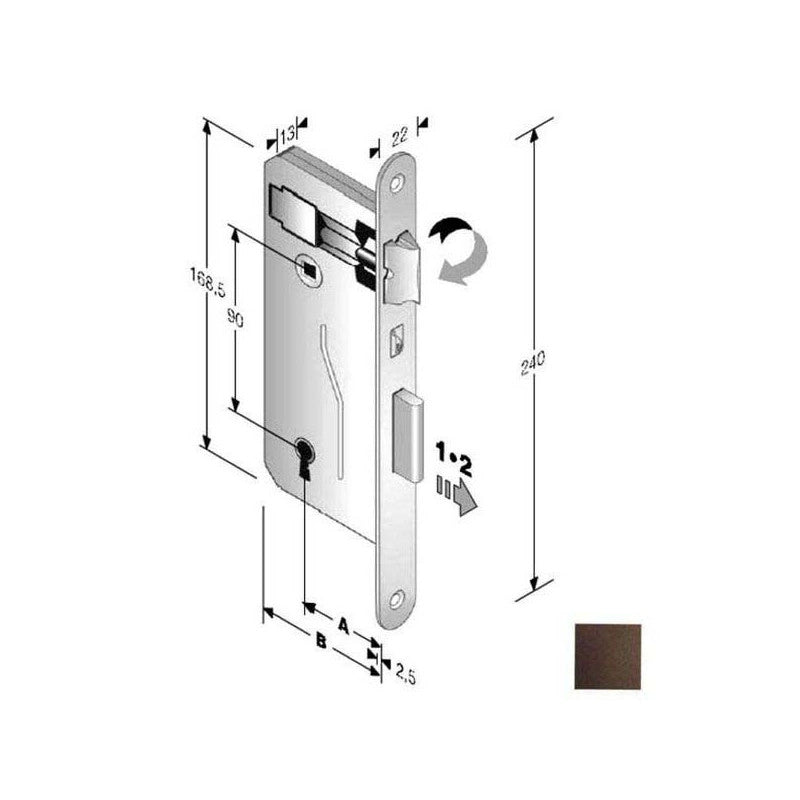 Serratura Patent Mm 8X90 E60 Bt Bronzata Gb