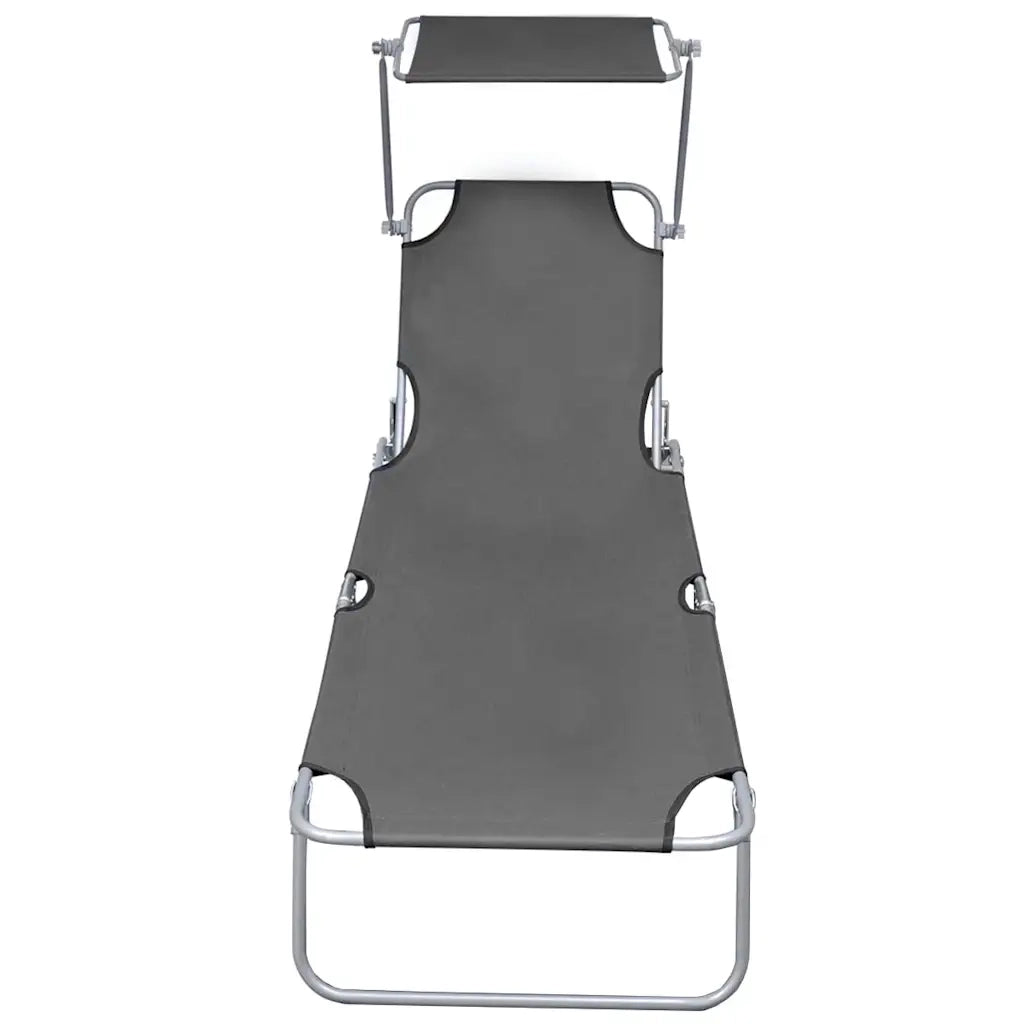 Lettino Prendisole Pieghevole con Baldacchino in Acciaio Grigio cod mxl 24288