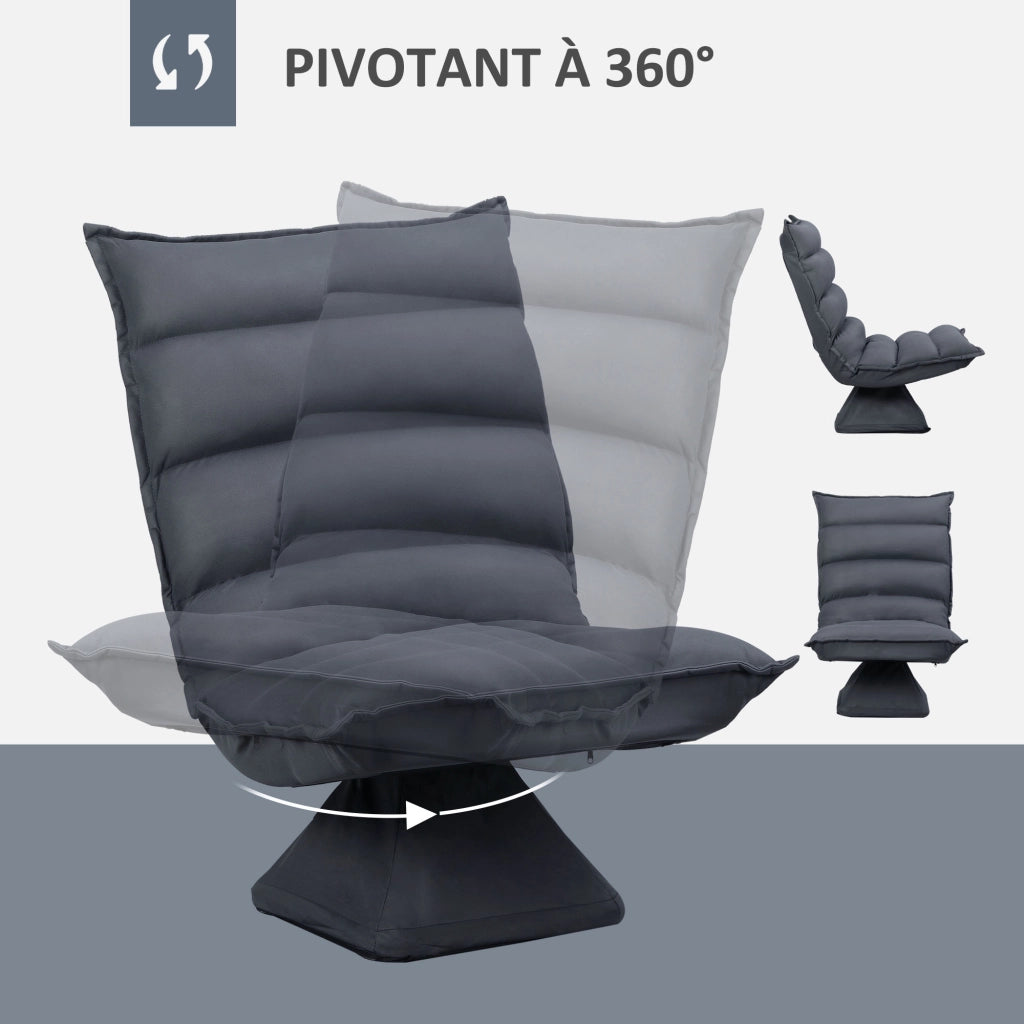 Poltrona girevole reclinabile design capitonn¨¦ ¨C Minimal ¨C 62x62x95 cm grigio scuro
