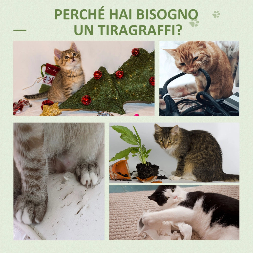 Tiragraffi Albero Cactus con Palline e Amaca per Gatti ¨C zephmum ¨C Verde 40x40x96cm