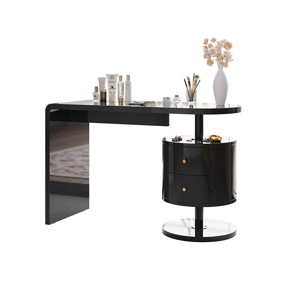 Vicco Tavolo da toeletta Nero lucido 120 cm con 2 cassetti