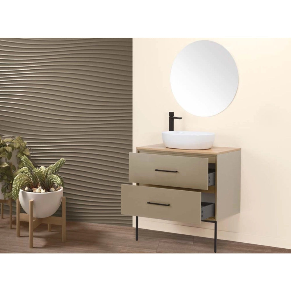 MOBILE BAGNO VENUS 80CM TORTORA CON LAVABO E SPECCHIO