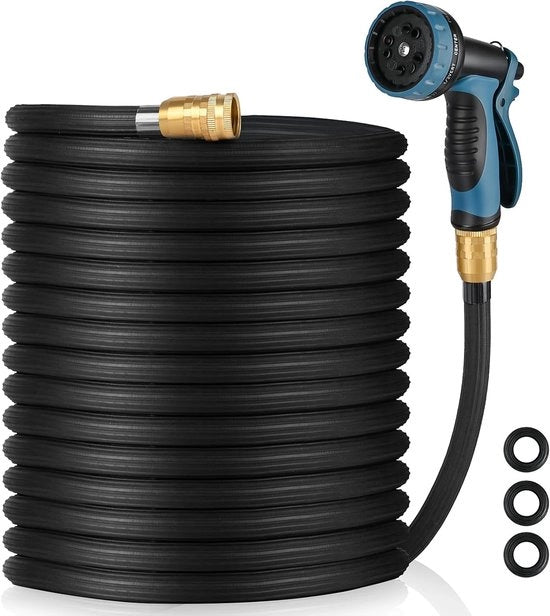 Serpentina flessibile per giardino 30 m - 10 getti di acqua - Slang leggero - Connettori in ottone