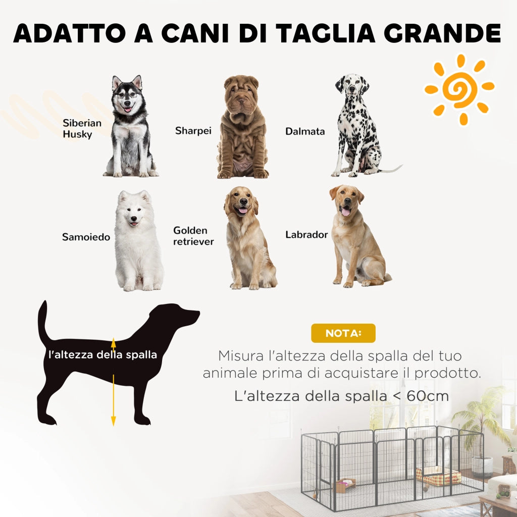 Recinto per Cani Pieghevole ¨C Zephmum ¨C Acciaio, Nero, 68x100 cm, 12 Pannelli
