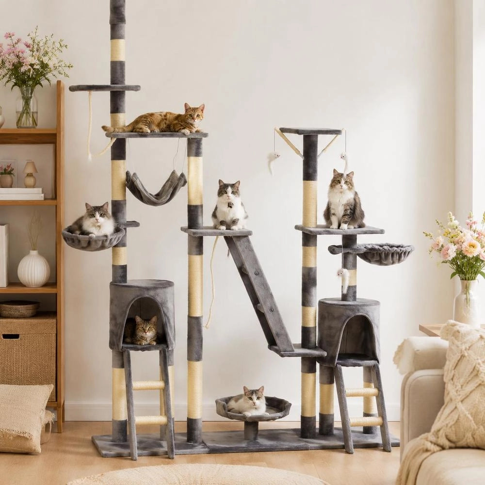 Cat Scratching Post With Sisal Scratching Columns 230 - 250 Cm Grey