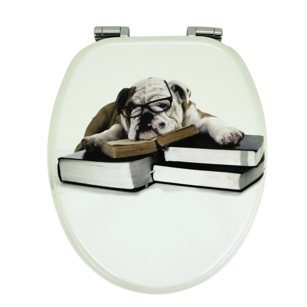 Sedile wc copri vater universale frizionato fantasia in mdf chiusura rallentata *** fantasia teacher dog, confezione 1