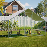 Pollaio con recinto 3 x 1,5 x 2 m in acciaio zincato con telo PE impermeabile e chiusura di sicurezza