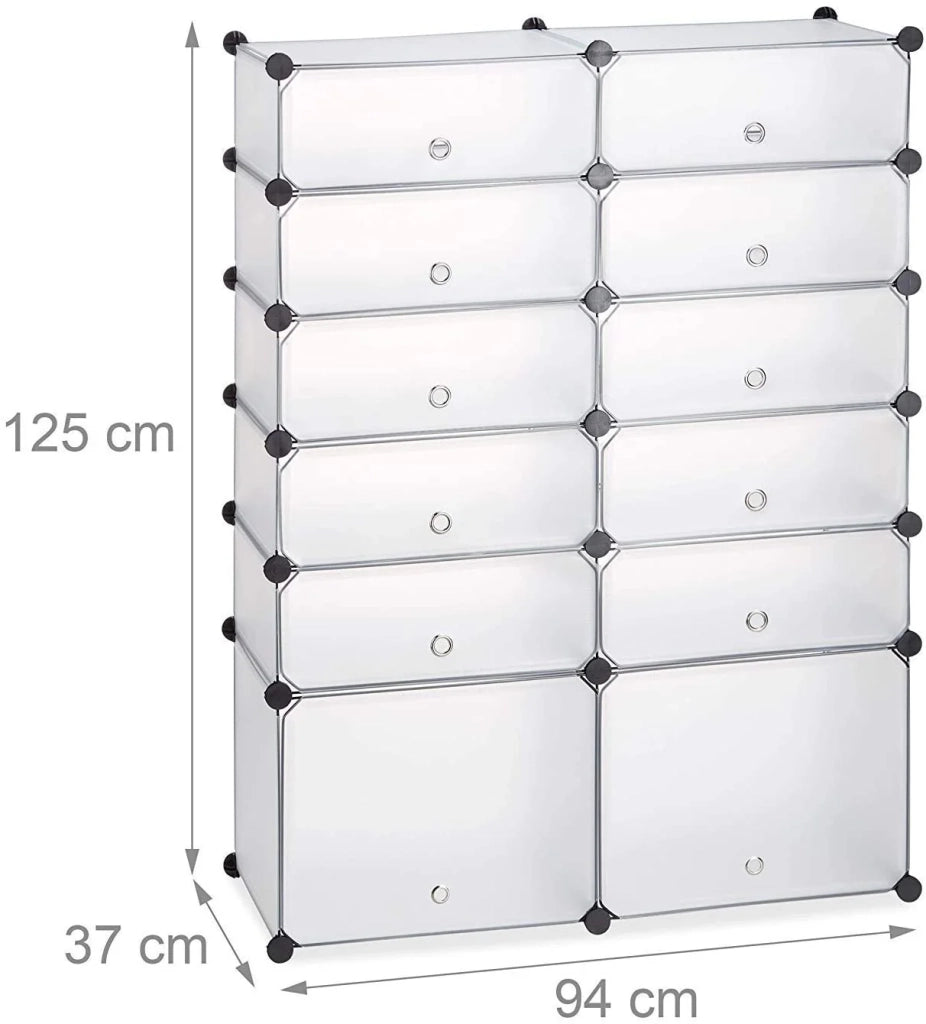 Scarpiera/scaffale in plastica con 12 scomparti 125 cm trasparente 13_0001638_2