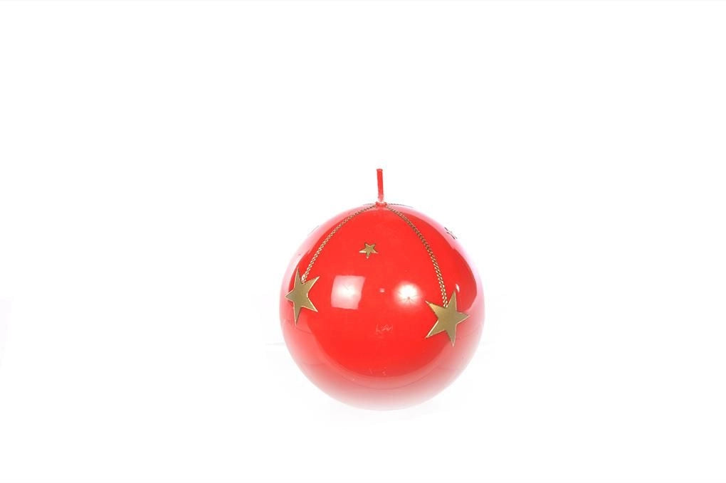 Candela sfera “stelle” rossa d 10 cm