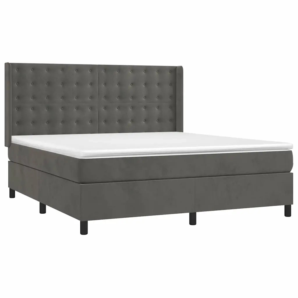 Giroletto a Molle con Materasso Grigio Scuro 180x200 cm Velluto 3132934