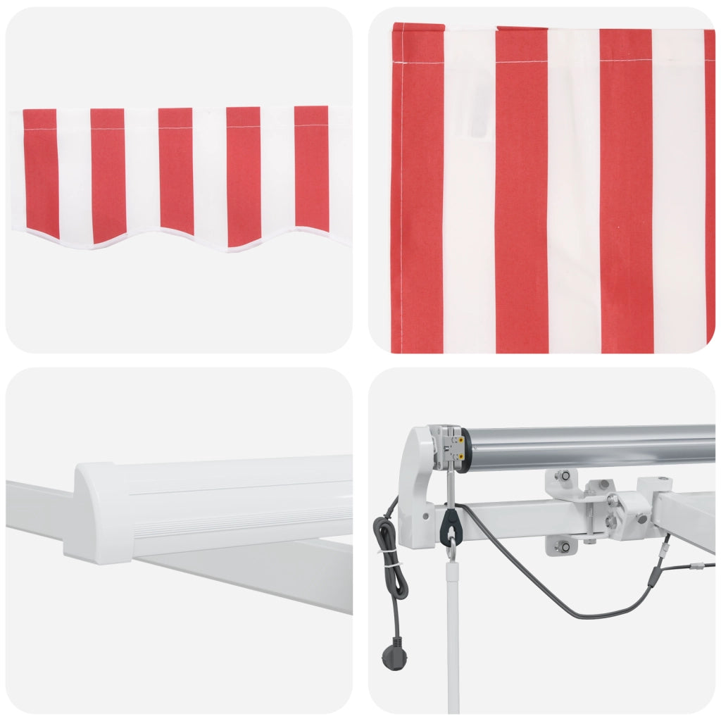 Tenda Retrattile Automatica con Strisce Rosse e Bianche 600x350 cm