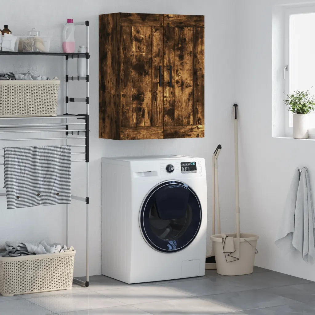 Armadietto a Muro | Mobile a Parete Rovere Fumo 69,5x34x90 cm in Legno Multistrato