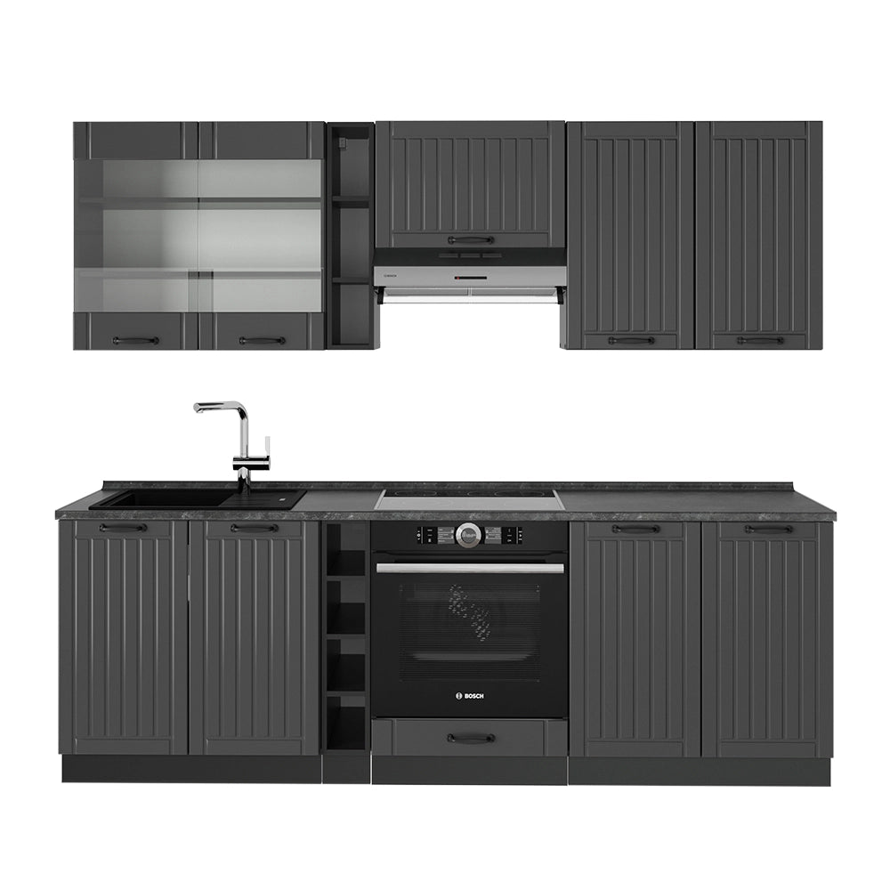 Cucina componibile Fame-Line Grigio scuro/Antracite 235 cm senza piano di lavoro Vicco