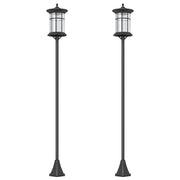 Set 2 Lampioni Solari 23,5x23,5x184 cm con 6h Autonomia e Ancoraggio a Terra in Acciaio Inox e ABS Nero