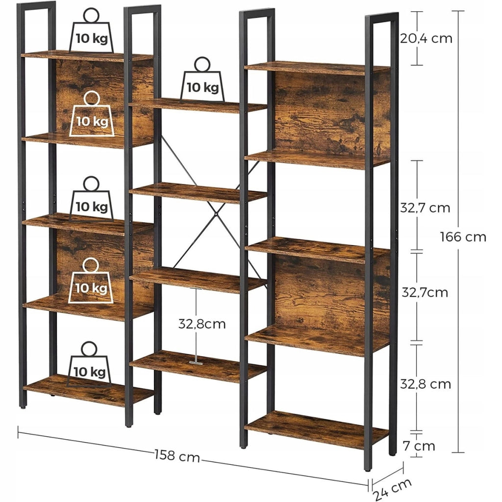 Libreria a Doppia Struttura Loft in Stile Industriale e Legno Rustico