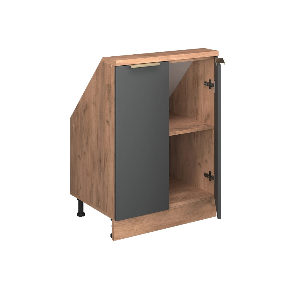 Mobile cucina sottotetto R-Line Antracite-oro/Rovere dorato 60 cm con 2 porte Vicco
