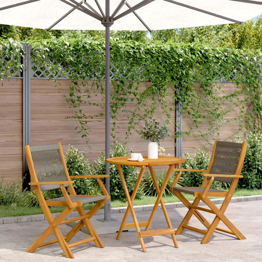 Set da Bistrot 3pz Grigio in Polipropilene e Legno Massello 3281854