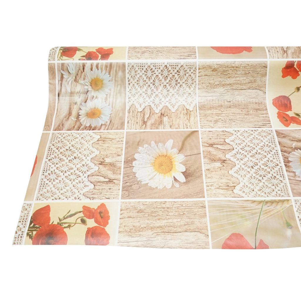 Rotolo tovaglia decorativa in PVC – modello floreale rustico Materiale: PVC con supporto tessile (45 g/m²)  Dimensioni rotolo: 1,37 × 20 m Breckner Germany
