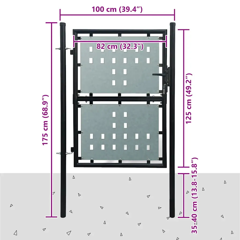 Cancello per Recinzione a una Porta Nero 100x125 cm CFW5907183