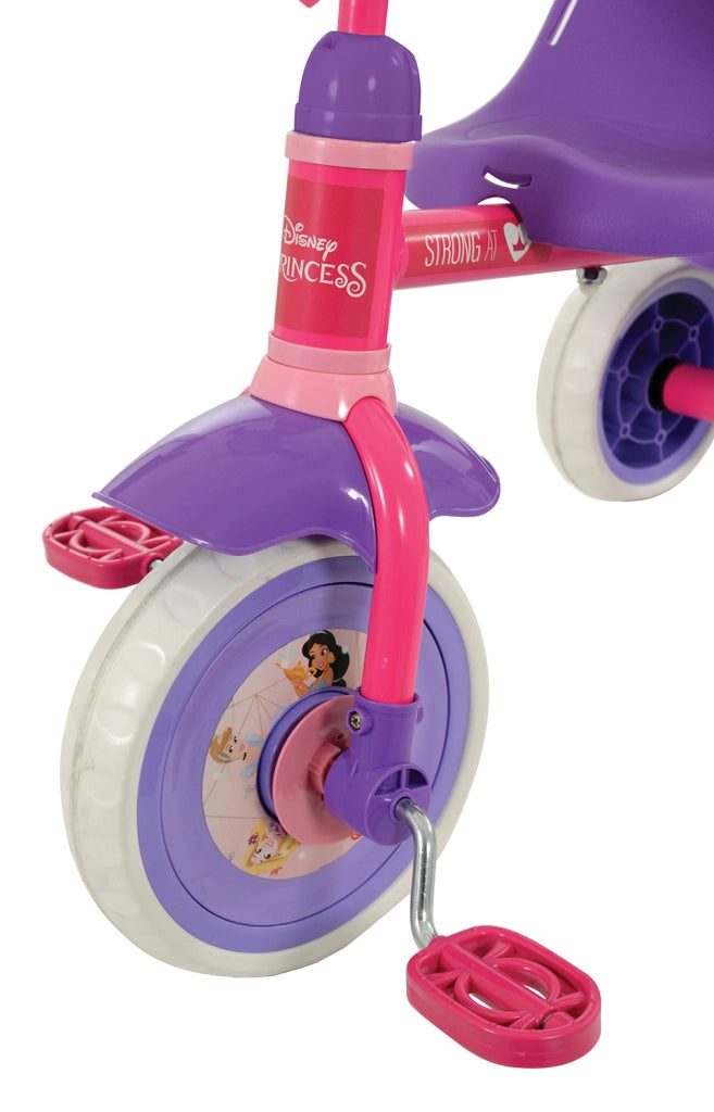Triciclo a Pedali Primi Passi per Bambini con Maniglione Genitoriale Rimovibile e Vano Contenitore Disney Princess Lilla