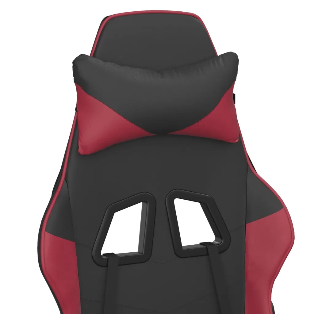 vidaXL Sedia Gaming Massaggio Nero e Rosso Vino in Similpelle