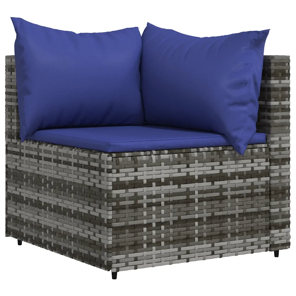 Divano Angolare da Giardino con Cuscini in Polyrattan Grigiocod mxl 70521