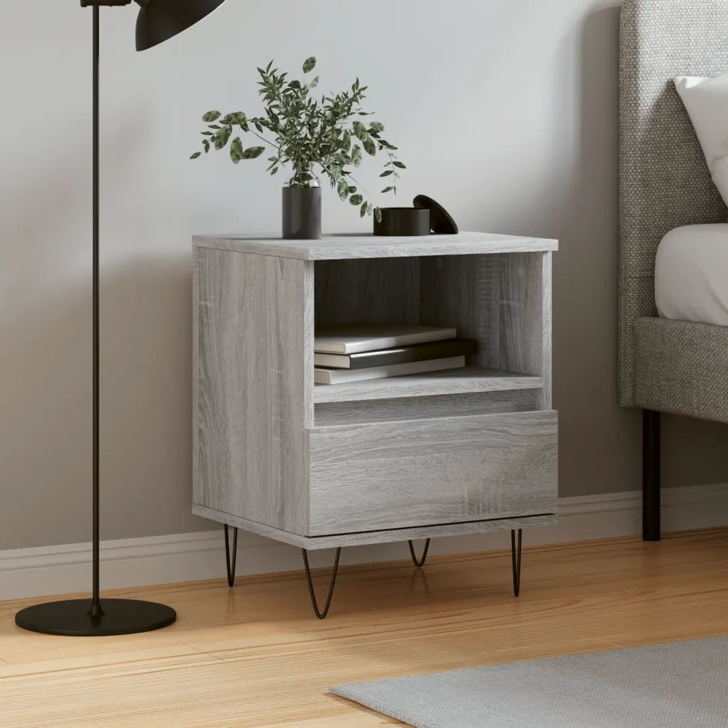 Comodino-Tavolino da notte Grigio Sonoma 40x35x50 cm in Legno Multistrato 750211