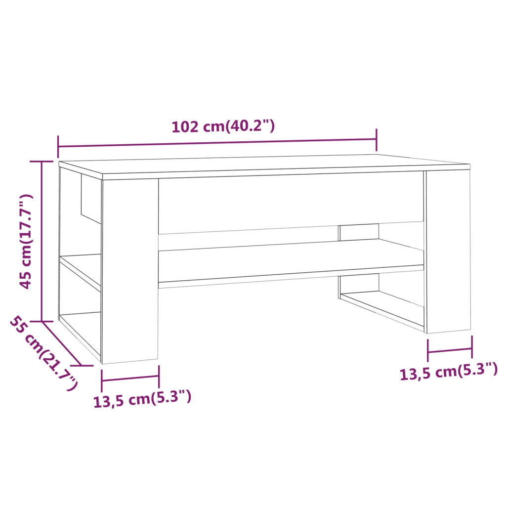 Tavolino da salotto | Tavolino da caff¨¨ | Tavolino da Soggiorno Rovere Fumo 102x55x45 cm Legno Multistrato