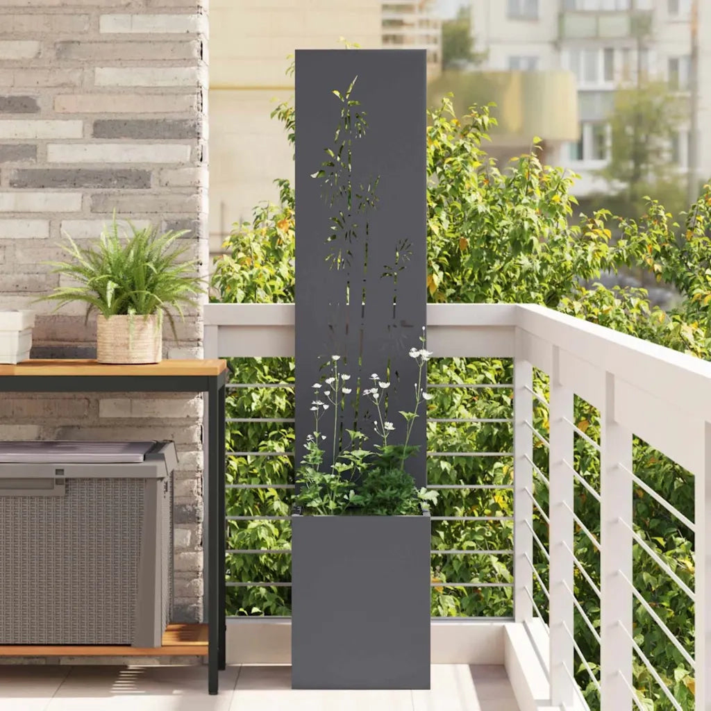 vidaXL Vaso da Giardino con Pannello Decorativo Antracite 32 x 140 cm