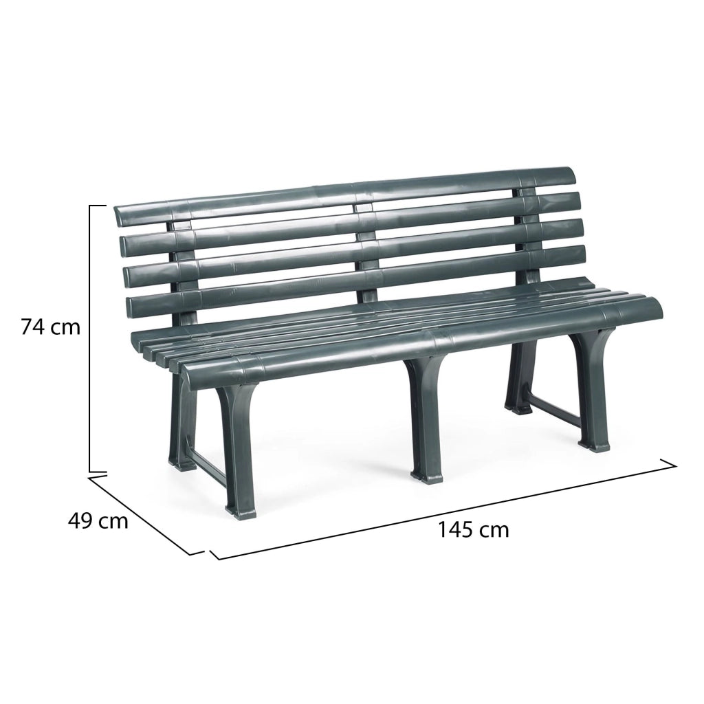 Artur, Panchina da Esterno Materiale Struttura in Plastica Made in Italy, 145x49x74h cm Nero Antracite