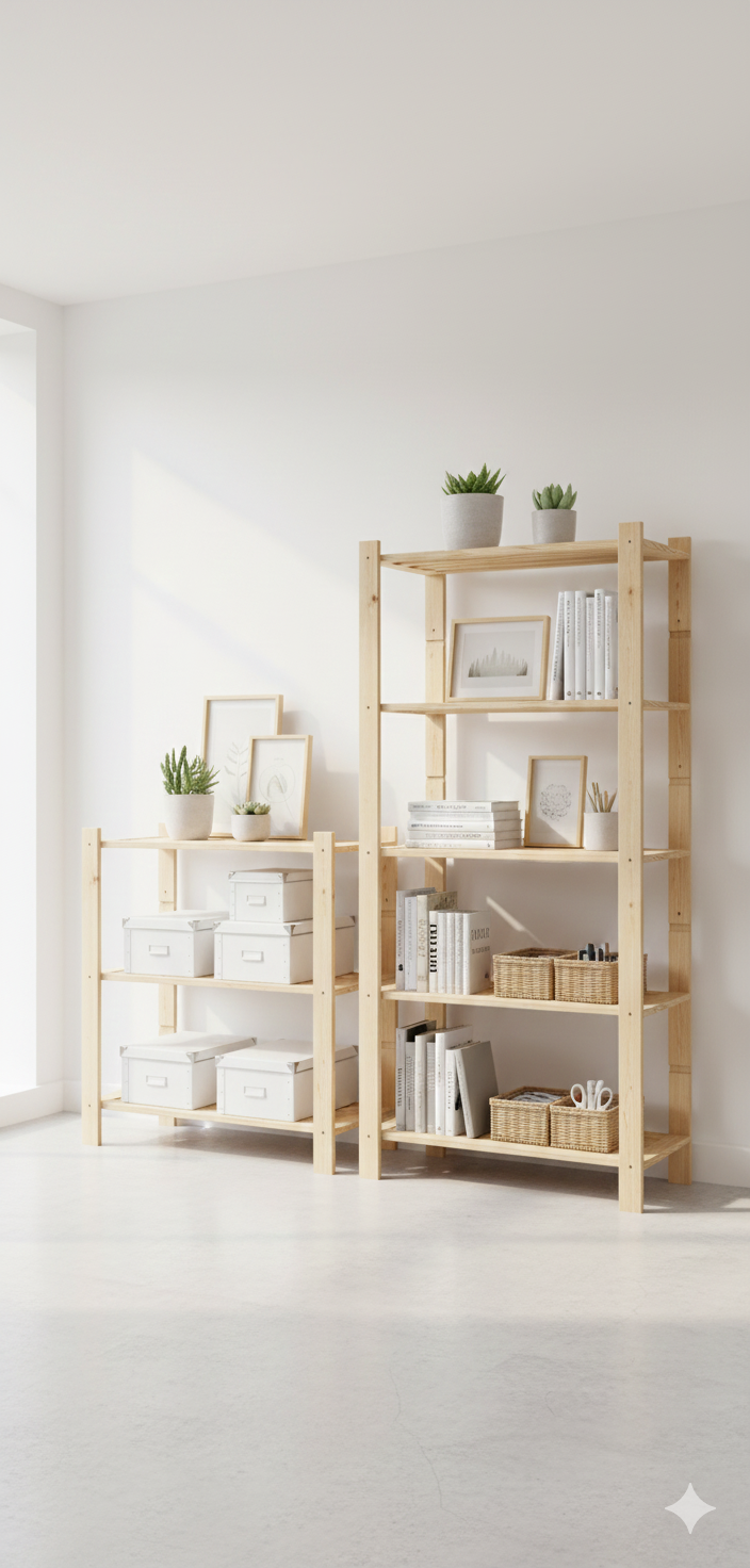 Scaffale 5 ripiani a doghe 75x40x170 cm in Legno di Pino Naturale