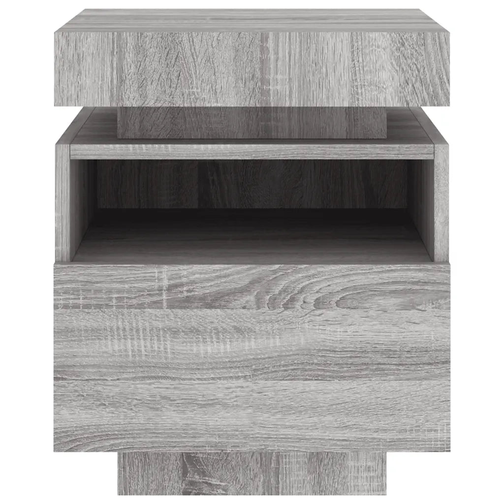 Set di 2 Comodini | Armadio da Notte | Mobiletto da notte con Luci LED Grigio Sonoma 40x39x48,5 cm
