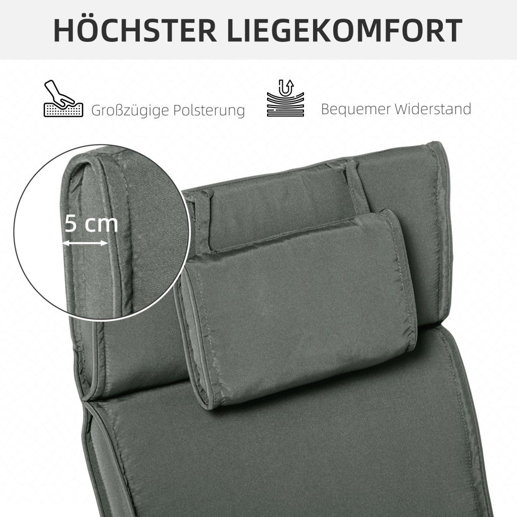 Cuscino per Lettino da Giardino ¨C Zephmum ¨C Grigio 198x53x5 cm