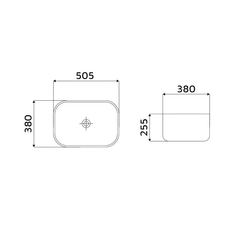 Lavabo da appoggio in ceramica bianco lucido 505x380x255 mm senza piletta
