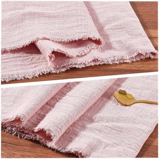 Tavolo da pranzo in cotone rosso 182 x 30 cm per decorazione da tavola rurale
