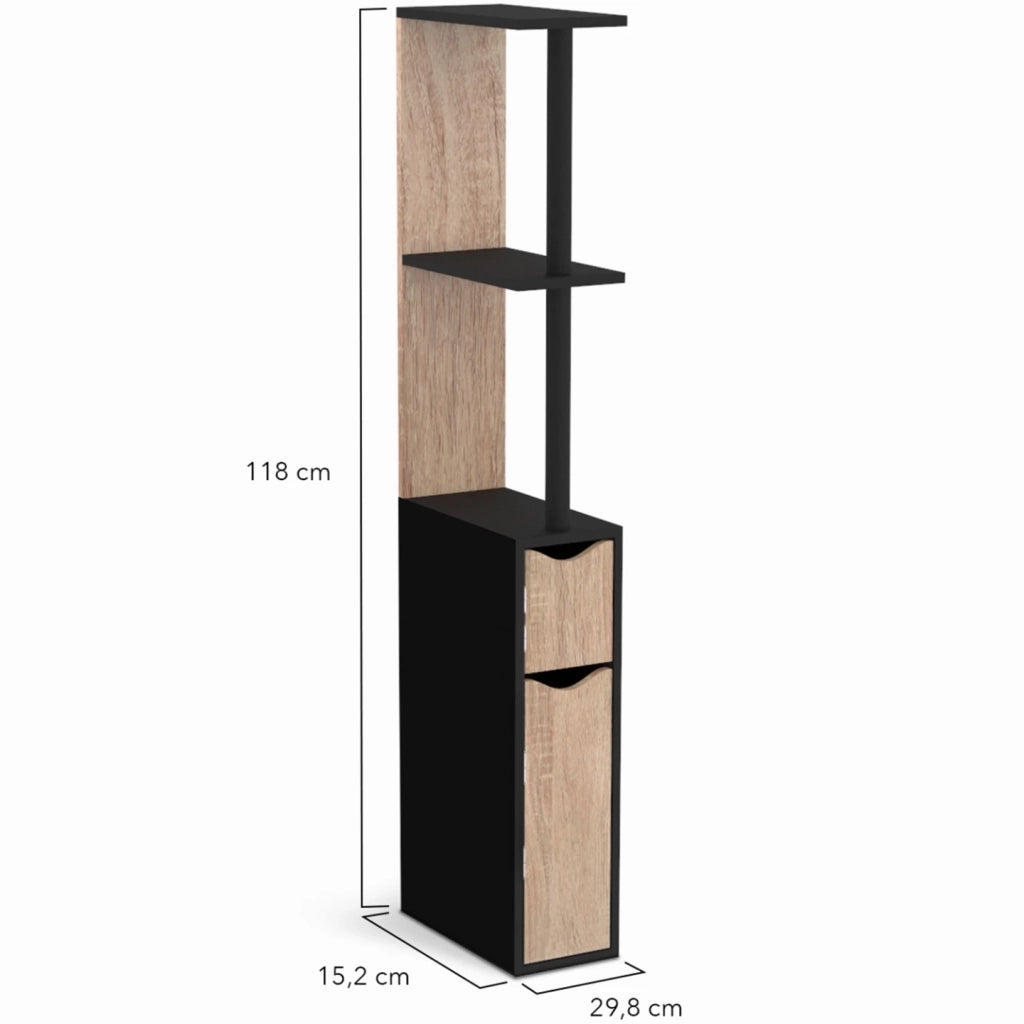 IDMarket - Mobile WC a 2 ante in faggio e nero WILLY