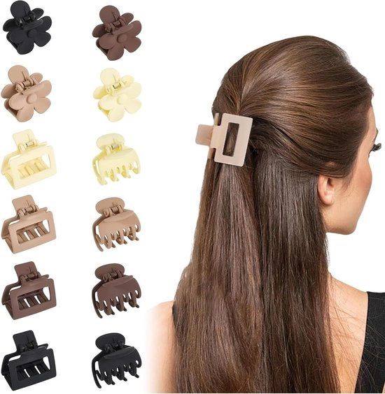 Set di clip capelli in metallo lucido - 12 pezzi - per donne e ragazze - adatti per capelli fini e corti.