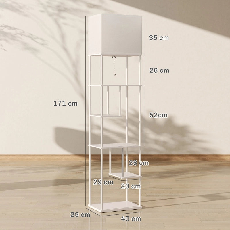 LAMPADA DA PAVIMENTO Con ripiani 40 x 29 x 171 cm Legno Bianco