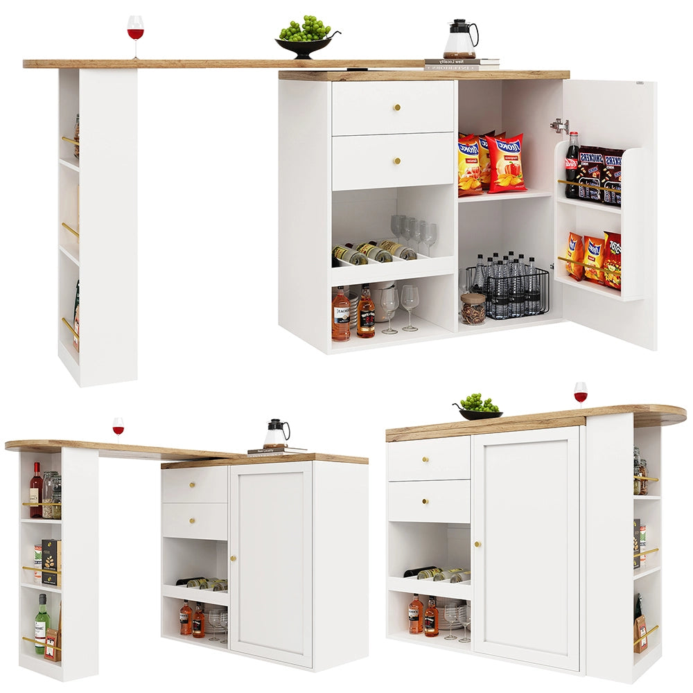 Tavolo Bar Girevole - Xylo - 105??39??102 cm - 2 Cassetti 3 Ripiani