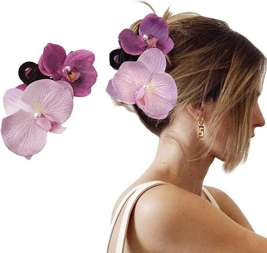Spilla fiori capelli grande orchidea viola - Adolescenti e donne - Estate hawaiana - Clip glitter Y2K farfalle - Accessori capelli .