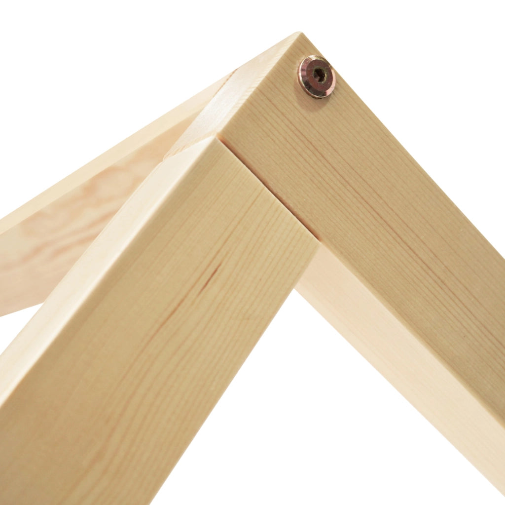 Letto per bambini a casetta 90x200 cm in legno di pino; bianco e rovere; con cassetti e rete a doghe