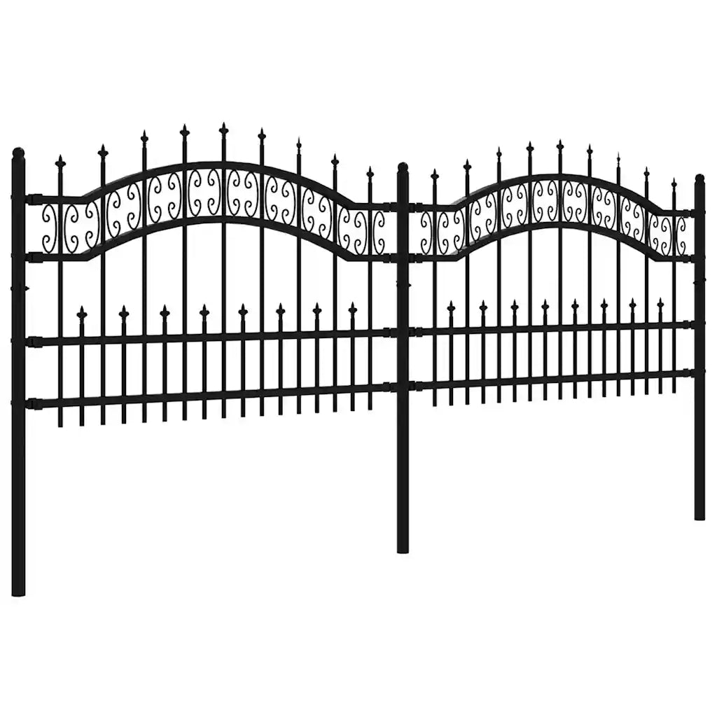 Recinzione da Giardino Kampen con Punta a Lancia Nera 240x75 cm in Acciaio 151084