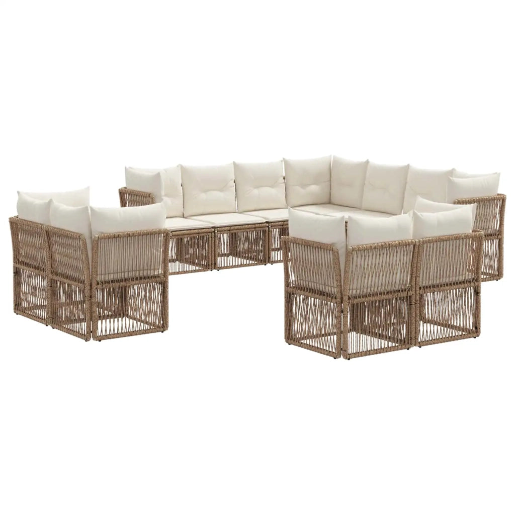 Set Divano da Giardino 11 pcs Beige polyrattan 3434424