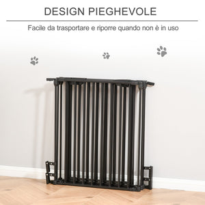 Cancellino per Cani Taglia Piccola e Media Pieghevole a 5 Pannelli 300x3x74,5 cm in Metallo e Plastica Nero