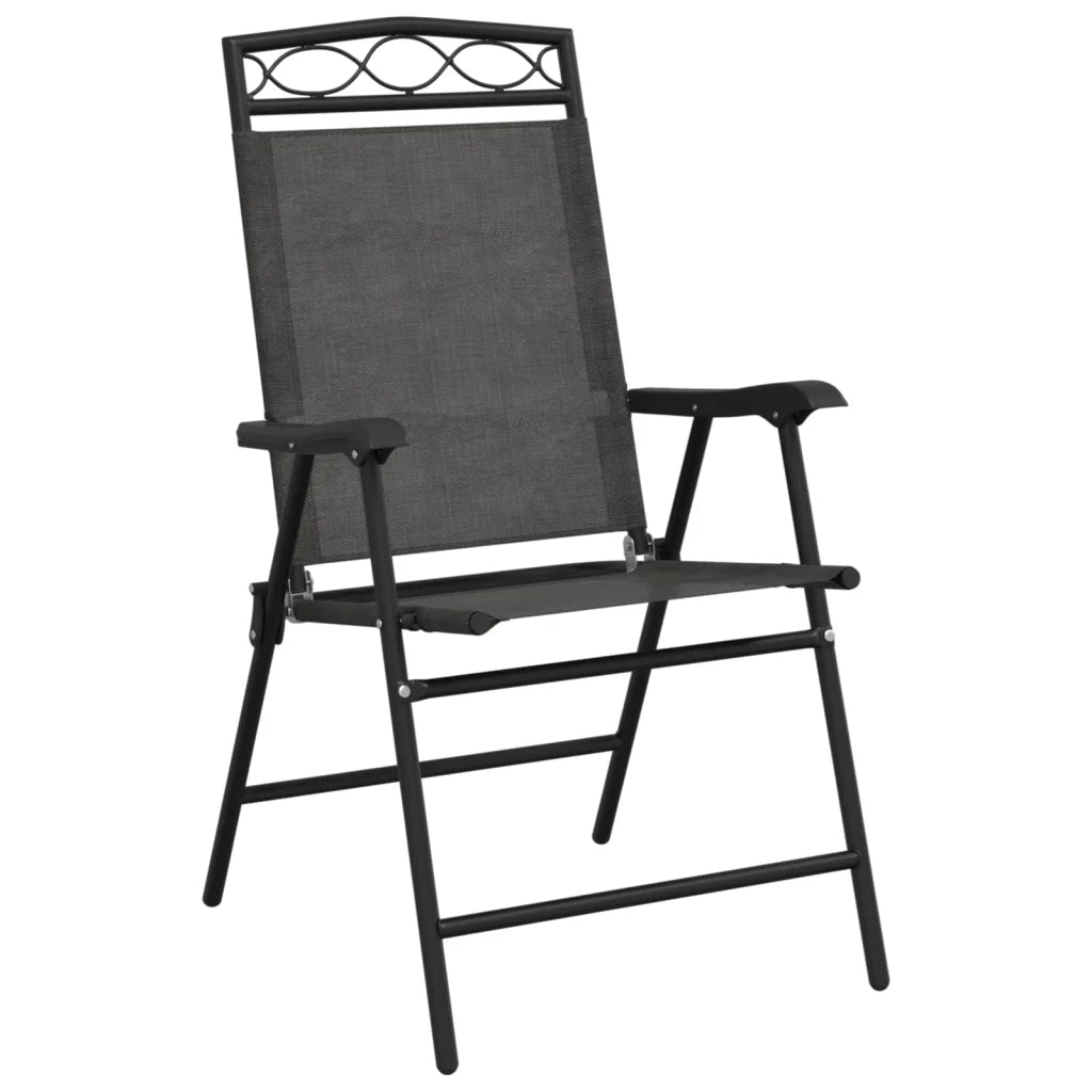 Sedie Giardino Pieghevoli 8 pz Acciaio Grigio Mélange Textilene 3157294